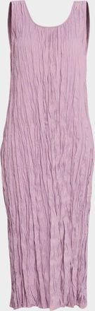 Lafayette 148 New York Sleeveless Crinkled Scoop-Neck Midi Dress