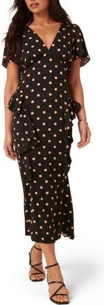 Nobody's Child Lyndsey Spot Midi Dress in Black at Nordstrom, Size 10