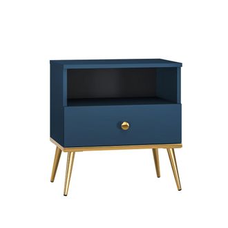 Petits Meubles Mesita de noche 1 caj&oacute;n estratificado Azul