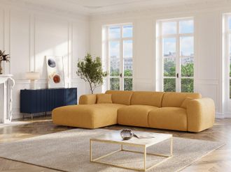 Vente-Unique Grande divano angolo a sinistra in Velluto a coste sottili Giallo senape - POGNI della Maison C&eacute;phy