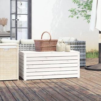 vidaXL Contenitore Giardino Bianco 101x50,5x46,5cm Legno Massello Pino - Vidaxl