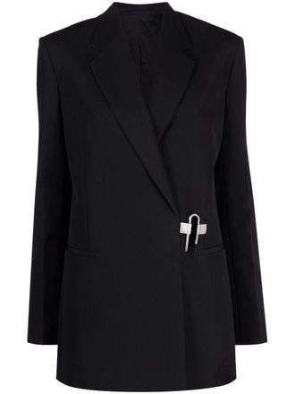 Givenchy padlock-detail wool blazer - women - Cupro/Wool - 34 - Black