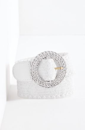 Talbots Stretch Raffia Belt - White - Medium Talbots