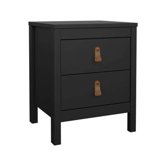 Dmora Dmora - Mesa De Noche Janette, C&oacute;moda Baja, Mesilla De Noche, Estante De La Cama, 44x38 H54 Cm, Negro