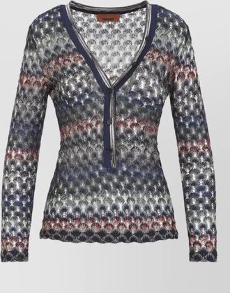 Missoni openwork striped v-neck long-sleeve cardigan