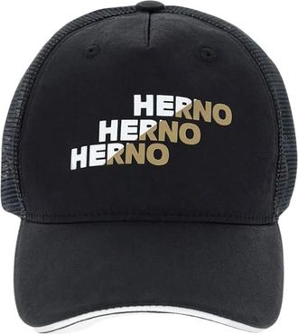 Herno Stijlvolle Zwarte Baseballpet - Heren - Petten - Zwart - S - Katoen - Accessoires