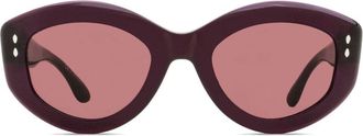 Isabel Marant printed oval-frame sunglasses - women - Acetate - One Size - Red