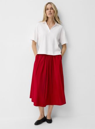 Contemporaine Womens Pleated-waist poplin maxi skirt