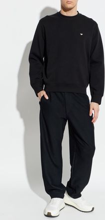 Emporio Armani Sweatshirt With Embroidered Logo, Mens, Black