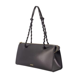 Jil Sander Womens Tangle Tent Shoulder Bag Black Calfskin