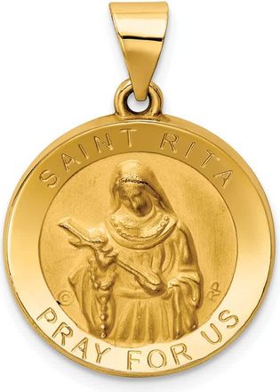 Diamond2Deal 14k Yellow Gold Polished Satin St. Rita Hollow Medal Pendant