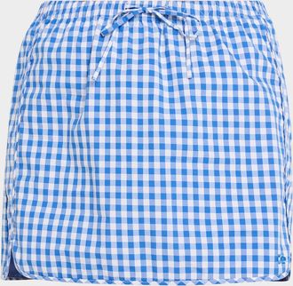 SIMKHAI Catherine Gingham Drawstring Mini Skirt