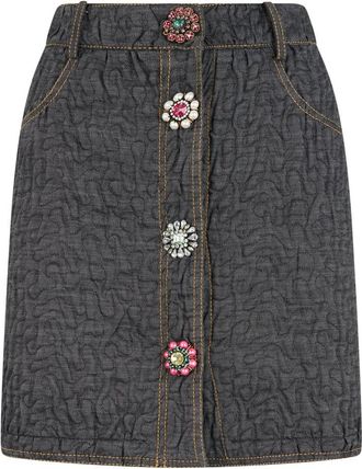 Moschino Rok met knopen vooraan - Dames - Spijkerrokken - Grijs - S - Katoen - Rokken
