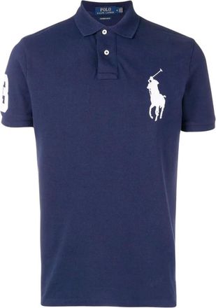 Polo Ralph Lauren Tops, Heren, Blauw, M, Katoen, Big Pony Custom Slim Fit Mesh Polo