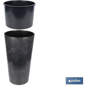 cofan Cofan - Macetero 2 En 1 Forma Conica Con Dep&oacute;sito Color Negro Pp &Oslash; 409 X 750 Mm 29,5 L