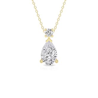 Grown Brilliance 0.95 Carat 14K Yellow Gold Pear Shape Lab Grown Diamond 18 Pendant Necklace for Women- Color/Clarity-GVSI