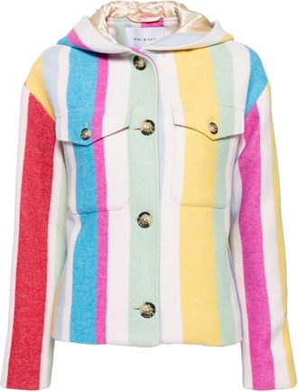 Mira Mikati striped hooded jacket - women - Viscose/Polyester/Recycled Wool - 38 - White