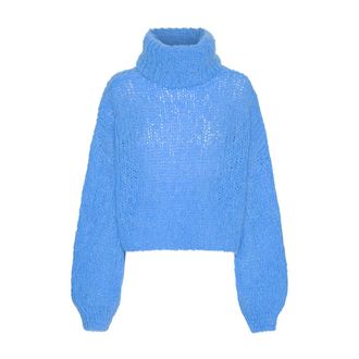 Americandreams Pepper Cropped Roll Neck Pullover - Dames - Coltruien - Blauw - ONE Size - Wol - Truien & Vesten
