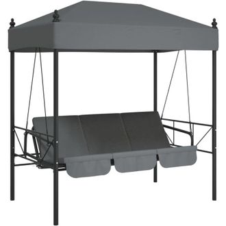 vidaXL Banco Columpio De Jard&iacute;n Con Toldo Acero Arena Gris Oscuro Vidaxl