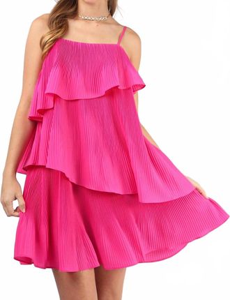 Very J Talk Of The Town Tiered Mini Dress In Hot Pink