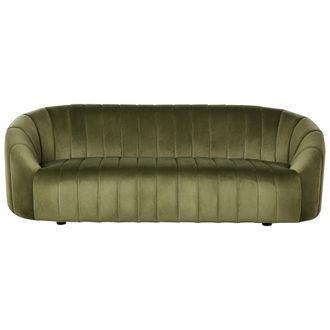 Beliani Sof&aacute; 3 Plazas Terciopelo Asiento Acolchado Respaldo Bajo Retro Contempor&aacute;neo Verde Oscuro Malung