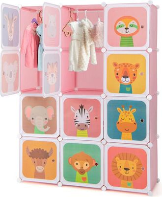 Costway Costway - Portable Kids Wardrobe 12-Cube Baby Closet Baby Clothes Storage Organizer