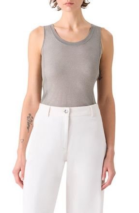 Akris Two-Tone Mesh Front Silk Sweater Tank in Taupe White at Nordstrom, Size 10