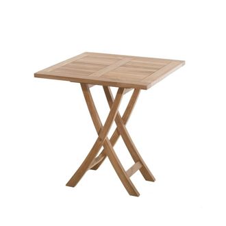 Macabane Mesa de jard&iacute;n plegable de madera de teca para 2 personas de 70x70 cm