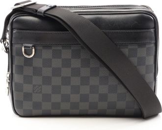 Louis Vuitton Black Coated Canvas Damier Graphite Leather Handbag Shoulder Bag (Pre-Owned)