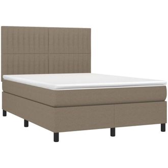 vidaXL Cama Box Spring Con Colch&oacute;n Tela Gris Taupe 140x200 Cm Vidaxl