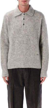 Ami Grey Wool And Alpaca Polo Sweater Ami Paris