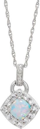 Savvy Cie Jewels Lab-Grown Opal & Cubic Zirconia Pendant Necklace in White Gold at Nordstrom Rack