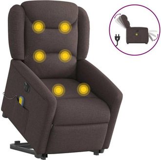 vidaXL Vidaxl - Sill&oacute;n Masaje El&eacute;ctrico Reclinable Elevable Tela Marr&oacute;n Oscuro