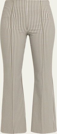 Vince Niki Gingham Mid-Rise Crop Flare Pants