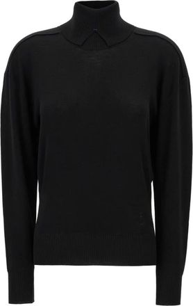 Burberry Geribbelde coltrui - Dames - Coltruien - Zwart - S - Wol - Truien & Vesten