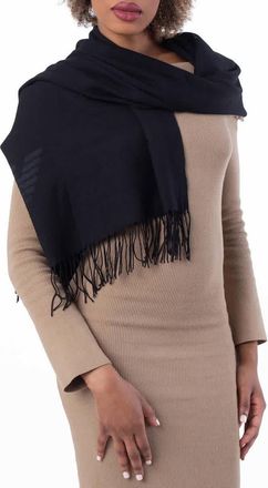 Emporio Armani Eagle Print Fringed Scarf