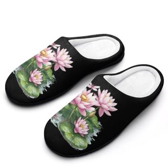 Generic Lotuses Dragonfly Womens Slippers Warm House Slippers Indoor House Shoes with Anti-Skid Rubber Sole