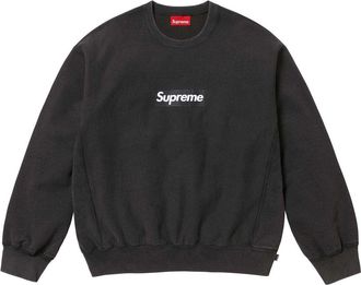 SUPREME Washed Box Logo Crewneck Black FW15SW6-BLACK