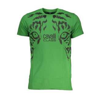 Cavalli Mens Tiger Eye Tshirt Green Cotton - Size X-Large