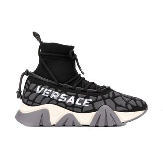 Versace Black Fabric Athletic Mens Sneakers