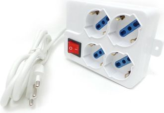 Trade Shop Trade Shop - Posici&oacute;n De Potencia Para 4 Postes Schuko Con Protecci&oacute;n + Interruptor