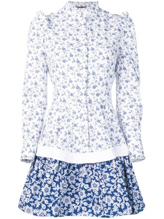 Alexander McQueen Vestito Victorian Floral - Blu