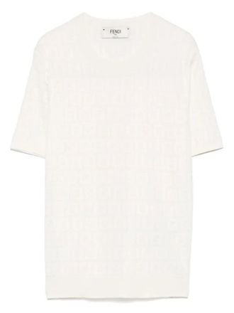 Fendi White FF Viscose And Cotton Sweater