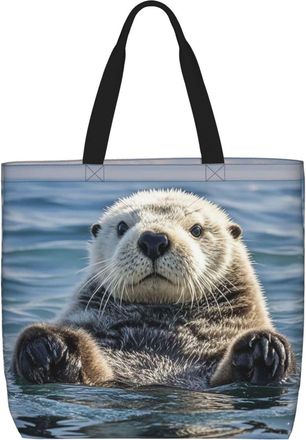 Generic Sea Otters Grocery Bag Lightweight Women Handbag Foldable Handbags For Work Casual Ladies