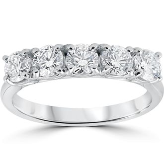 Pompeii3 1 1/4 ct 5-Stone Diamond Trellis Anniversary Ring 14k White Gold