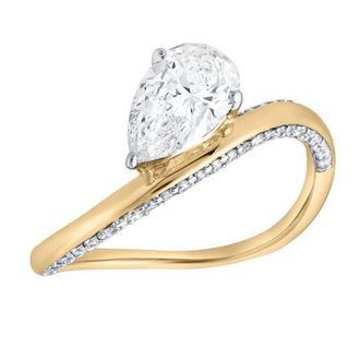 LuvMyJewelry Selena Silk Wave 1.4 Ct Pear Lab Grown Diamond Engagement Ring in 14K Yellow Gold at Nordstrom, Size 7