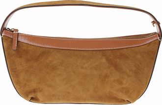 Staud Demy Curved Brown Leather Shoulder Bag