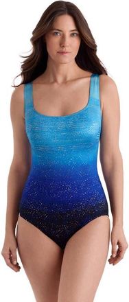 Longitude X-Back Tank Long Torso One-Piece Swimsuit in Sea Mist at Nordstrom, Size 22