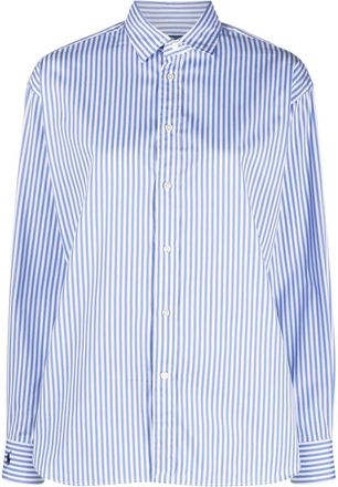 Polo Ralph Lauren stripe-print long-sleeved shirt - women - Cotton - 12 - Blue