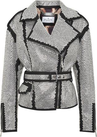 Philipp Plein crystal-embellished jacket - women - Polyester/Polyurethane - S - Black